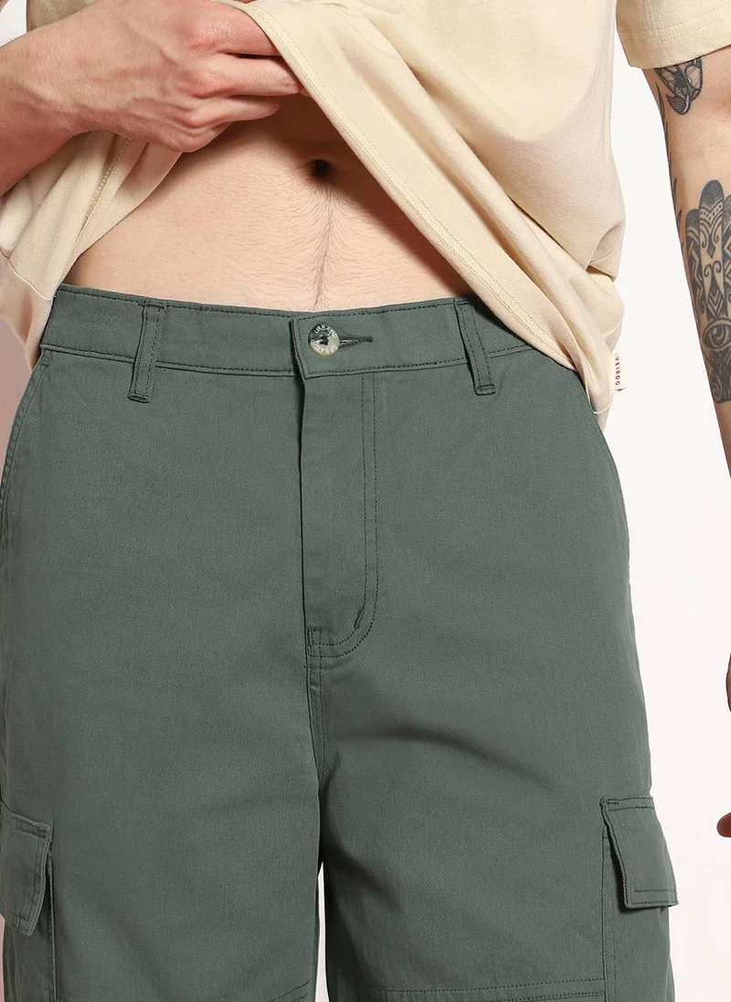 Urbano Fashion  Urbano Fashion Men's Light Grey Loose Baggy Fit Solid Cargo Chino Pant with 6 Pockets Non-Stretchable for Men | Best Price UAE